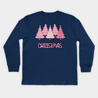 Merry Christmas pink Christmas Kids Long Sleeve T-Shirt